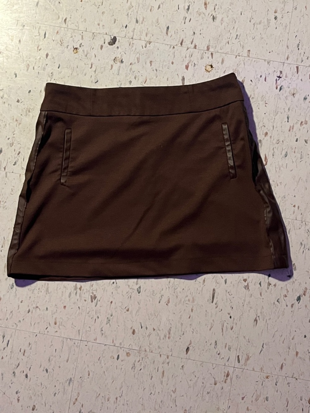 Classic Brown Mini Skirt with Side Trim